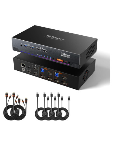 KVM Switch TESmart 3 Monitores 8K@60Hz para 2 PCs