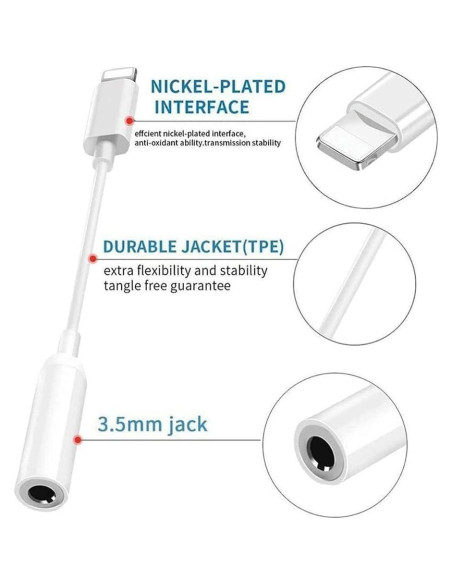 Adaptador Lightning a Jack 3.5mm LIMQIAOWY - Paquete de 2 Adaptador Lightning a Jack 3.5mm LIMQIAOWY - Paquete de 2
