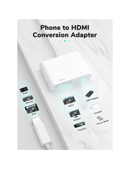 Adaptador Digital AV HDMI Kinhaly 1080P para iPhone y iPad Adaptador Digital AV HDMI Kinhaly 1080P para iPhone y iPad