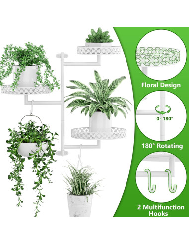 Estante de Plantas Rotativo OVICAR 3 Niveles Blanco