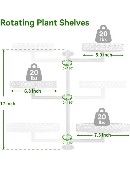 Estante de Plantas Rotativo OVICAR 3 Niveles Blanco Estante de Plantas Rotativo OVICAR 3 Niveles Blanco