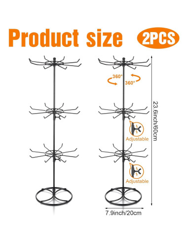 Soporte Giratorio de Joyería Tandefio 2 Pcs 3 Niveles Metal