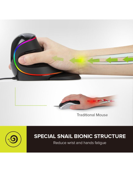 Mouse Vertical Ergonomico DeLUX M618Plus RGB 4000DPI Grande Mouse Vertical Ergonomico DeLUX M618Plus RGB 4000DPI Grande