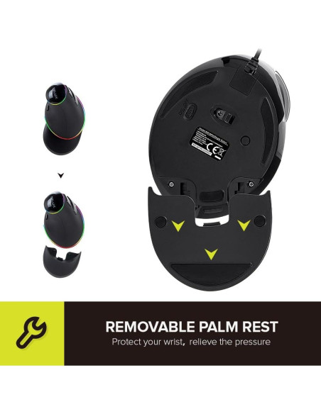 Mouse Vertical Ergonomico DeLUX M618Plus RGB 4000DPI Grande Mouse Vertical Ergonomico DeLUX M618Plus RGB 4000DPI Grande