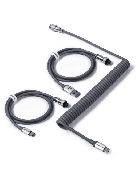 Cable USB-C Enrollado ATTACK SHARK 2 en 1 para Teclado Cable USB-C Enrollado ATTACK SHARK 2 en 1 para Teclado