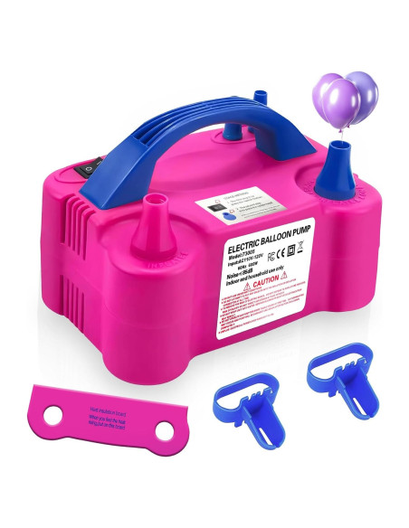 Bomba de Globo Eléctrica HXHWISE 600W Doble Boquilla Rojo Rosa Bomba de Globo Eléctrica HXHWISE 600W Doble Boquilla Rojo Rosa