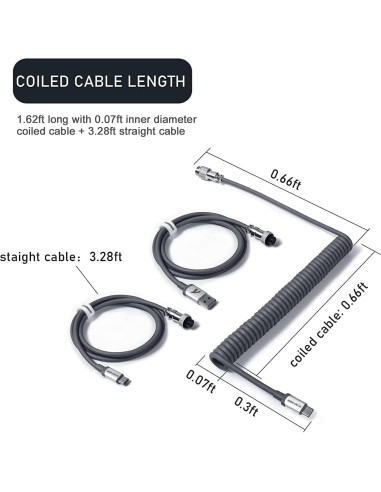 Cable USB-C Enrollado ATTACK SHARK 2 en 1 para Teclado