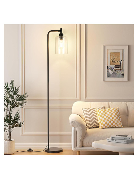 Lámpara de Pie Industrial Ziisee con Pantalla de Vidrio Lámpara de Pie Industrial Ziisee con Pantalla de Vidrio