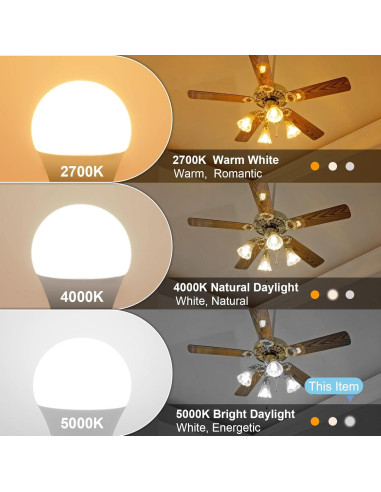 Bombilla LED A15 Hansang 6W E26 Luz Diurna 5000K 600 Lúmenes
