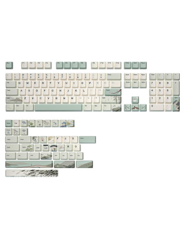 Conjunto de Teclas PBT YUNZII 145 Teclas Cherry Té de Primavera