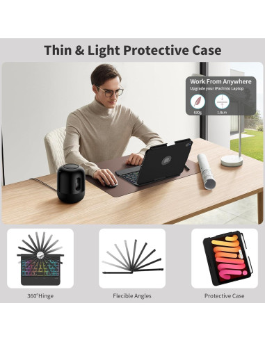 Funda Teclado TaIYanG iPad Mini 6/7 Retroiluminada 360