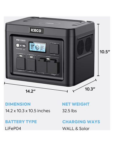 Estación de Energía Portátil ICECO PB1000 1075Wh 1200W