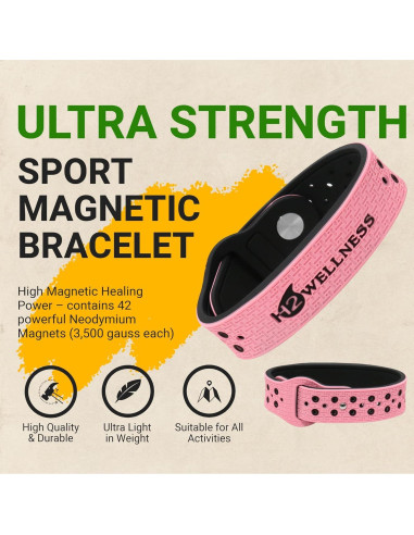 Pulsera Magnética H2WELLNESS Rosa Ajustable Impermeable