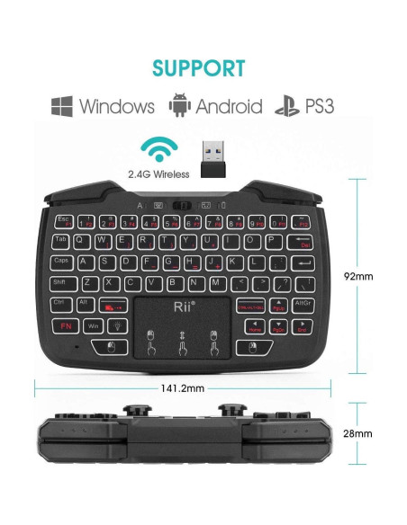 Controlador Rii RK707 3 en 1 Teclado y Ratón Inalámbrico Controlador Rii RK707 3 en 1 Teclado y Ratón Inalámbrico