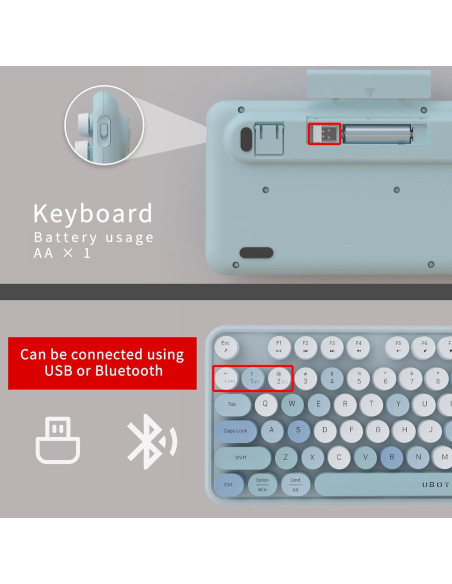 Teclado Inalámbrico UBOTIE Retro Colorido para PC y Móvil Teclado Inalámbrico UBOTIE Retro Colorido para PC y Móvil
