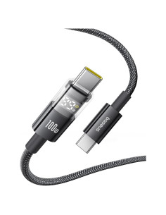 Cable USB C Baseus 100W 5A con Pantalla LED 2m Negro