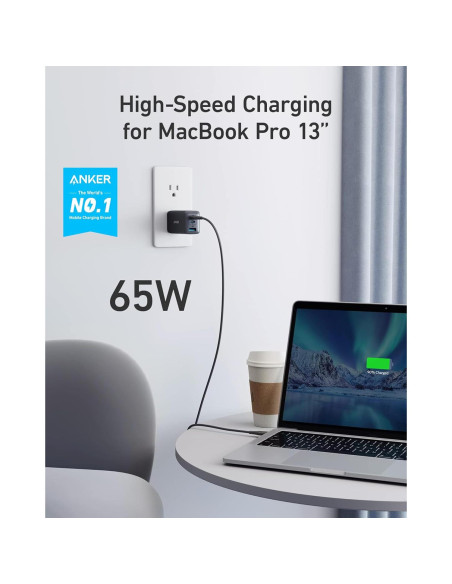 Cargador USB C Anker 735 Nano II 65W 3 Puertos Rápido Cargador USB C Anker 735 Nano II 65W 3 Puertos Rápido