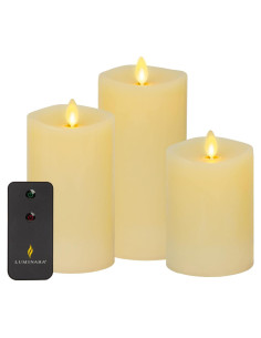 Luminara Vela LED Sin Llama Marfil Juego de 3 con Control Remoto