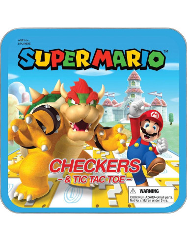 Juego de Damas y Tres en Raya USAOPOLY Super Mario