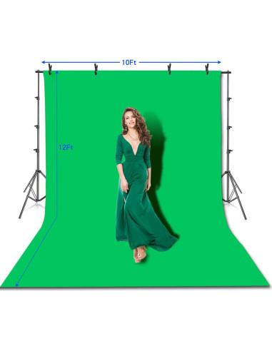 Kit Estudio Fotográfico HYJ 100% Algodón Verde 3x2.4m