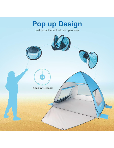 Carpa de Playa TOBTOS GS50 Pop Up UV 50+ para 2-3 Personas Carpa de Playa TOBTOS GS50 Pop Up UV 50+ para 2-3 Personas