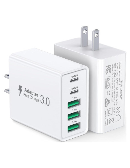 Cargador de Pared USB C Dulums 50W 2-Pack 5 Puertos Cargador de Pared USB C Dulums 50W 2-Pack 5 Puertos
