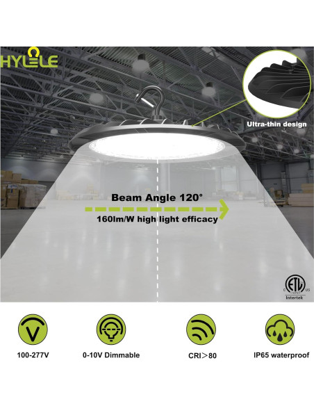 Luz LED Alta Bahía Hylele 200W 6000K Regulable Paquete 5 Luz LED Alta Bahía Hylele 200W 6000K Regulable Paquete 5