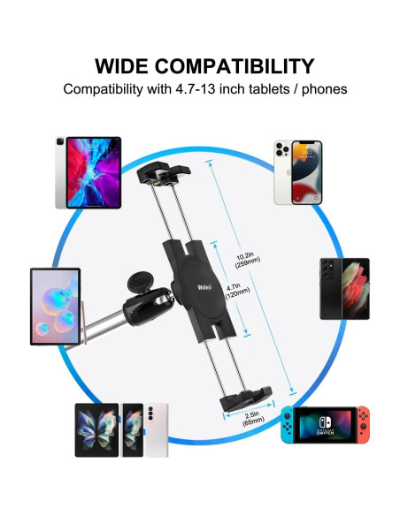 Soporte de Pared para Tablet Woleyi, Brazo Plegable 86 cm Soporte de Pared para Tablet Woleyi, Brazo Plegable 86 cm