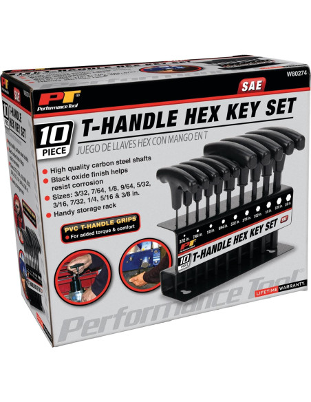 Juego de Llaves Allen T-Handle 10 Piezas Performance Tool Juego de Llaves Allen T-Handle 10 Piezas Performance Tool