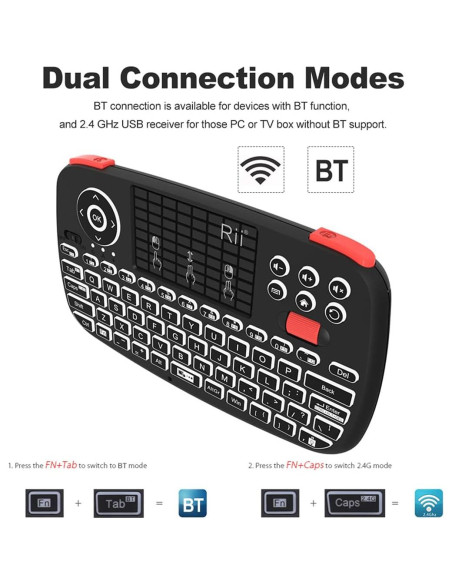 Teclado Bluetooth Rii i4 Mini Retroiluminado con Touchpad Teclado Bluetooth Rii i4 Mini Retroiluminado con Touchpad