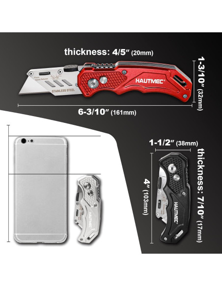 Cuchillo Utility Plegable HAUTMEC 3 Paquetes con 15 Cuchillas SK5 Cuchillo Utility Plegable HAUTMEC 3 Paquetes con 15 Cuchillas SK5