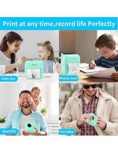 Impresora Térmica Mini HuiJuKeJi Verde Bluetooth 11 Rollos