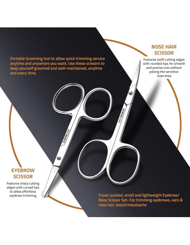 Tijeras Utopia Care de Acero Inoxidable para Cejas y Barba