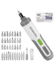 Destornillador Eléctrico WORKPRO 4V Inalámbrico con 35 Puntas