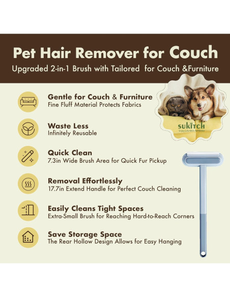 Removedor de Pelo de Mascota Sukitch 44.96 cm Lavable Ecológico Removedor de Pelo de Mascota Sukitch 44.96 cm Lavable Ecológico