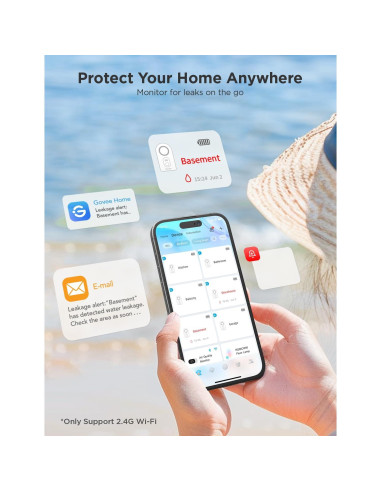 Govee Sensor de Agua WiFi 1 Pack con Alarma 100dB