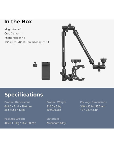Brazo Mágico SMALLRIG 56cm con Abrazadera y Soporte Brazo Mágico SMALLRIG 56cm con Abrazadera y Soporte