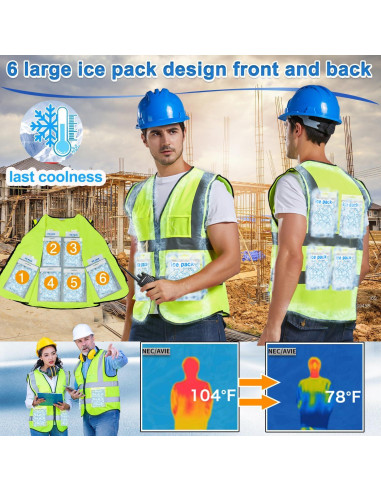 Chaleco Refrigerante MS Amarillo XL con 20 Paquetes de Hielo