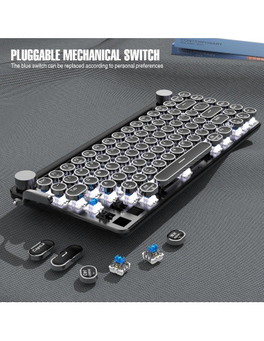 Teclado Inalámbrico 7KEYS TW1867 Pro Retro Bluetooth