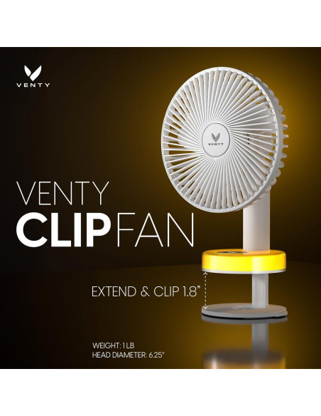 Ventilador Portátil Clip Venty Blanco - Recargable 10h, 360 Ventilador Portátil Clip Venty Blanco - Recargable 10h, 360