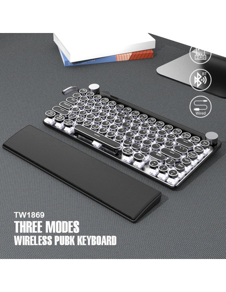 Teclado Inalámbrico 7KEYS TW1867 Pro Retro Bluetooth Teclado Inalámbrico 7KEYS TW1867 Pro Retro Bluetooth