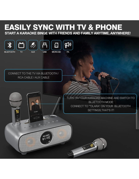 Máquina de Karaoke DLARA SD-316 Inalámbrica Bluetooth Oro Máquina de Karaoke DLARA SD-316 Inalámbrica Bluetooth Oro