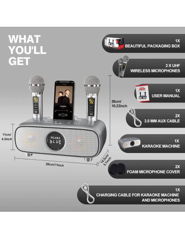 Máquina de Karaoke DLARA SD-316 Inalámbrica Bluetooth Oro