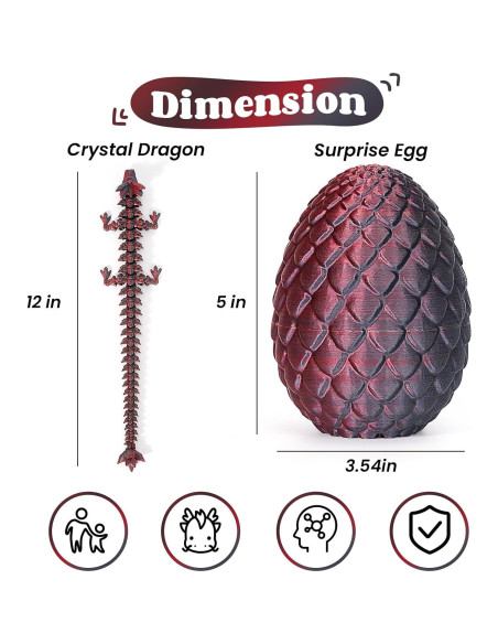 Huevo de Pascua 3D Dragón BaiYiGou Negro Rojo 10cm Huevo de Pascua 3D Dragón BaiYiGou Negro Rojo 10cm