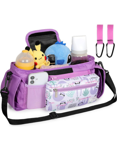Organizador de Carriola ERRUI con Portavasos y Bolsa Desmontable Organizador de Carriola ERRUI con Portavasos y Bolsa Desmontable
