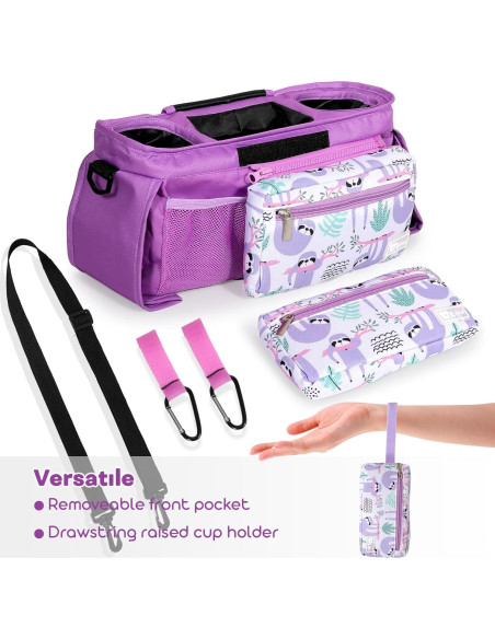 Organizador de Carriola ERRUI con Portavasos y Bolsa Desmontable Organizador de Carriola ERRUI con Portavasos y Bolsa Desmontable