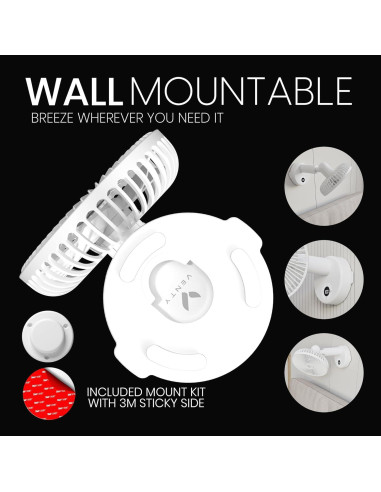 Ventilador Portátil Clip Venty Blanco - Recargable 10h, 360