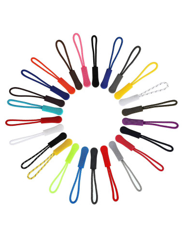 Tiradores de Cremallera WILLBOND 150 Piezas 25 Colores Nylon