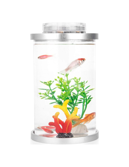 Mini Acuario Kotaffo LED Multicolor 10.99x10.99x18.99cm Mini Acuario Kotaffo LED Multicolor 10.99x10.99x18.99cm