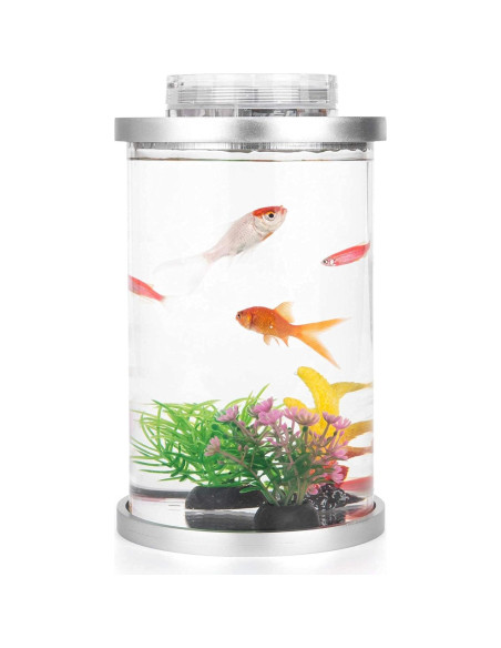 Mini Acuario Kotaffo LED Multicolor 10.99x10.99x18.99cm Mini Acuario Kotaffo LED Multicolor 10.99x10.99x18.99cm